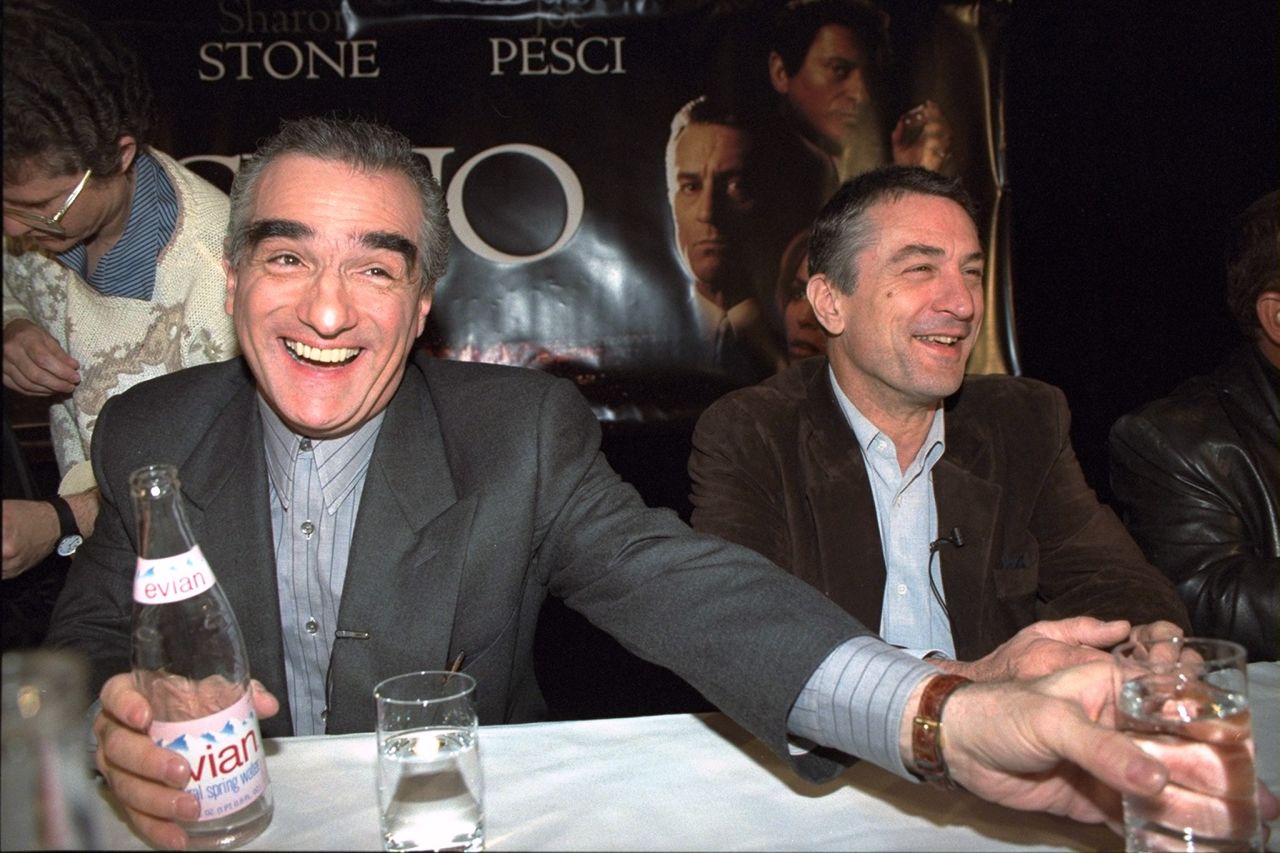 Scorsese, left, and De Niro have a laugh at a news conference to promote the 1995 movie "Casino." The film marked their eighth collaboration.
