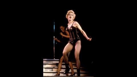 Ever a fan of the bustier, Madonna struts her stuff during the 1987 "Who's That Girl" tour.