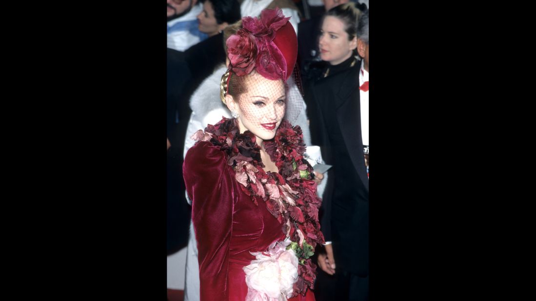 Madonna attends the "Evita" premiere in Los Angeles on December 14, 1996. 