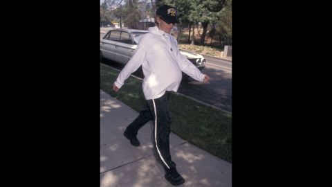 A pregnant Madonna takes a walk on September 25, 1996.
