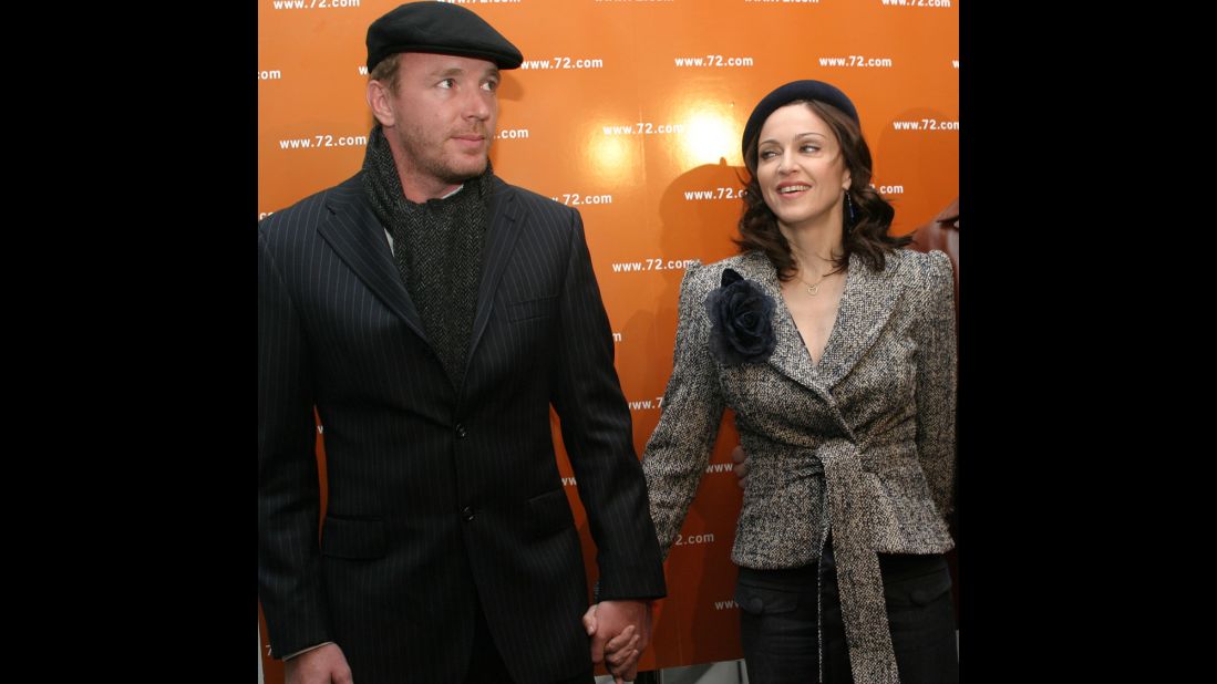 Then-husband Guy Ritchie and Madonna attend the launch party for "The 72 Names of God," a book by Rabbi Yehuda Berg, the co-director of the Kabbalah Center, at the New Museum for Contemporary Art in New York on April 24, 2003. Madonna's interest in Kabbalah, a mystic branch of Judaism, was widely discussed at this time.