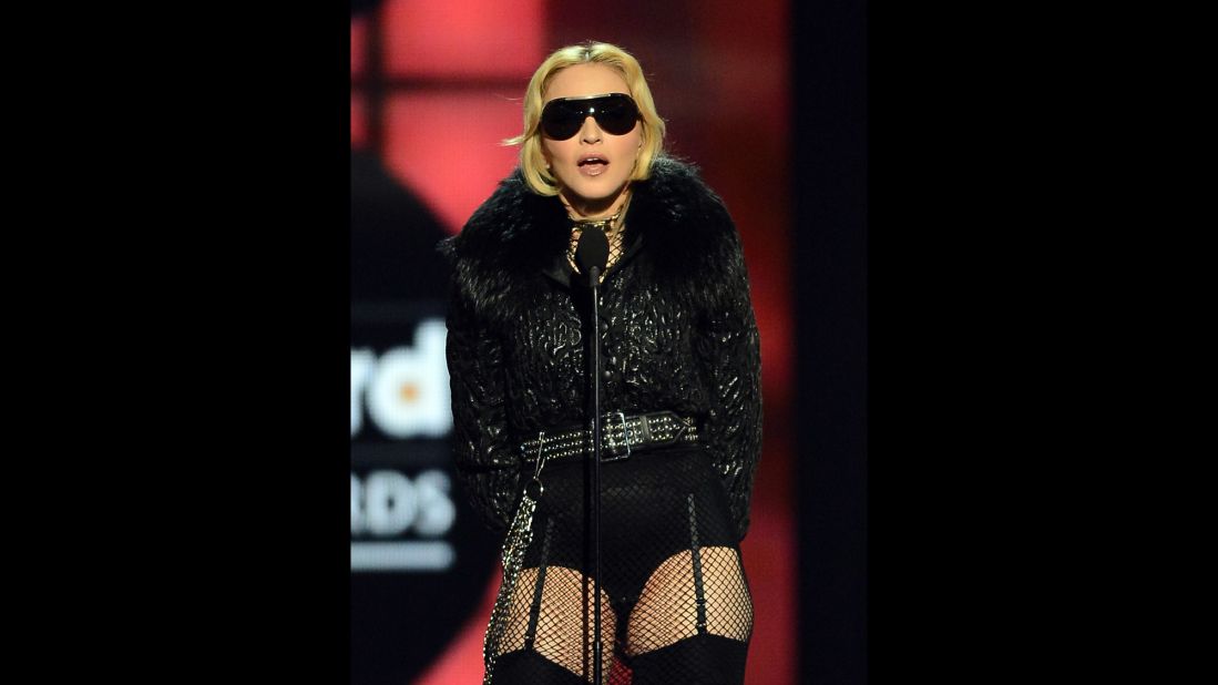 Madonna accepts the award for Touring Artist of the Year onstage during the 2013 Billboard Music Awards at the MGM Grand Garden Arena in Las Vegas in May 2013.