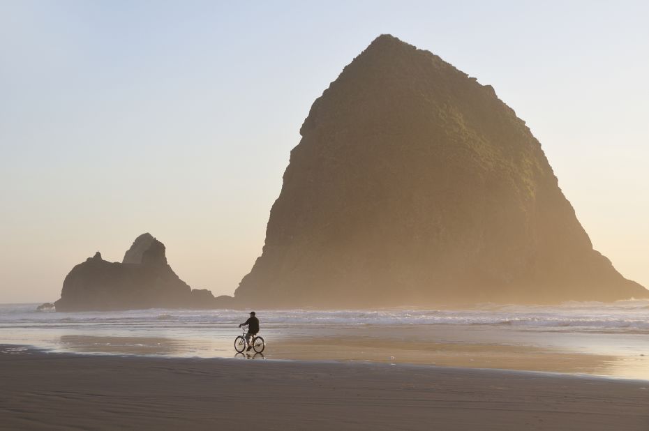 Haystack Rock stands in front of Cannon Beach and can also be seen from Tolovana Beach.