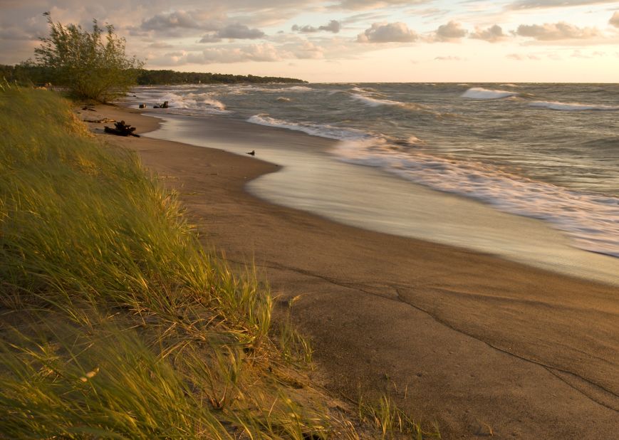Ohio's longest public beach on Lake Erie is surrounded by Headlands Dunes State Nature Preserve, a haven for migrating birds, monarch butterflies and rare dune flora.