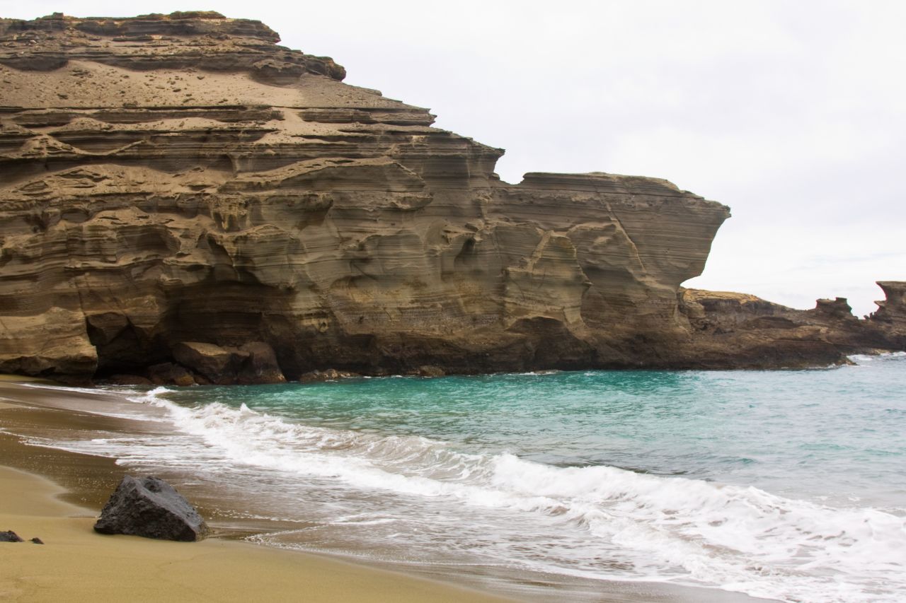 Hawaii's Big Island is home to one of the world's few green sand beaches.