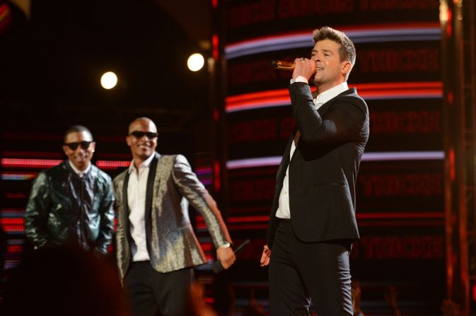 Robin Thicke, right, had the song of the summer in 2013 with<a href="index.php?page=&url=http%3A%2F%2Fwww.youtube.com%2Fwatch%3Fv%3DyyDUC1LUXSU" target="_blank" target="_blank"> "Blurred Lines."</a> But the hit was dubbed "rape-y" by some with its lyrics "I know you want it" <a href="index.php?page=&url=http%3A%2F%2Foutfront.blogs.cnn.com%2F2013%2F06%2F18%2Fdoes-robin-thickes-blurred-lines-promote-rape%2F">which critics said promoted sexual assault. </a>The music video also came under fire for its use of nude women and spurred <a href="index.php?page=&url=http%3A%2F%2Fwww.youtube.com%2Fwatch%3Fv%3DtKfwCjgiodg" target="_blank" target="_blank">a parody video</a> with scantly-clad men. Not to mention ... well, <a href="index.php?page=&url=http%3A%2F%2Fwww.cnn.com%2F2013%2F08%2F26%2Fshowbiz%2Fmusic%2Fmiley-cyrus-mtv-vmas-gaga%2Findex.html">you know</a>.