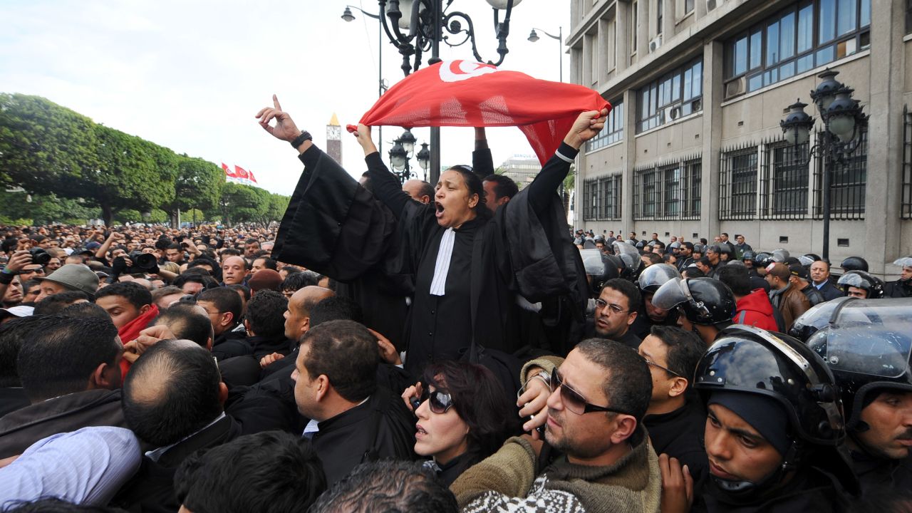 Tunisian protests set off the Arab Spring, a series of uprisings in 2011.
