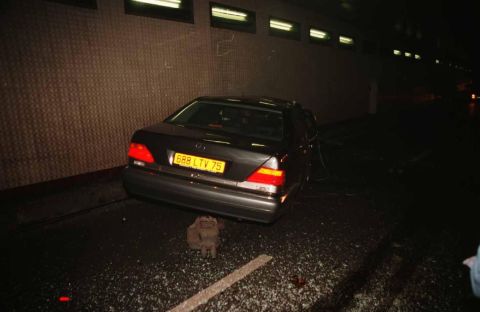 Another photo made available from the inquest evidence shows the wreckage of the car in the Pont de l'Alma tunnel.