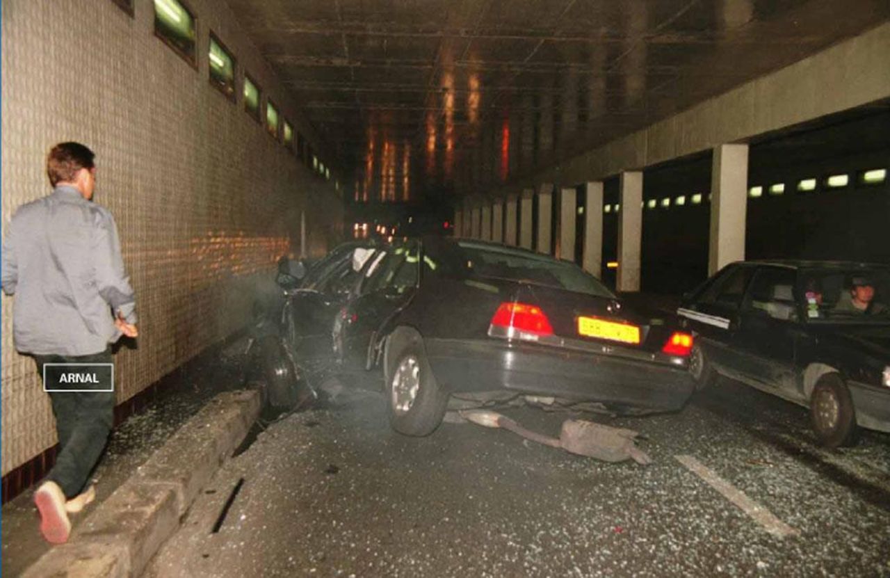 Another angle of the scene of the crash can be seen in this photo released from the inquest evidence. 