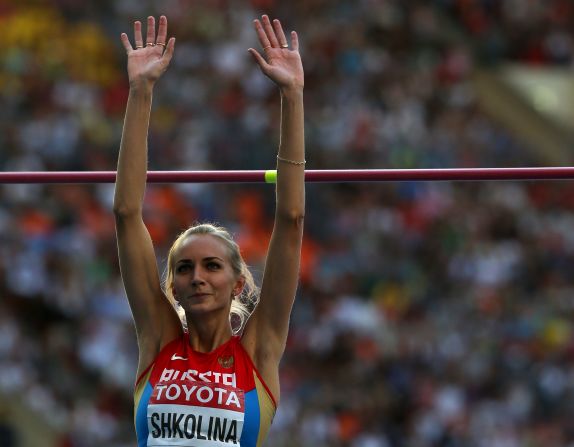 Svetlana Shkolina claimed gold for Russia in the women's high jump going clear at 2.03m with Brigetta Barrett taking the silver. 