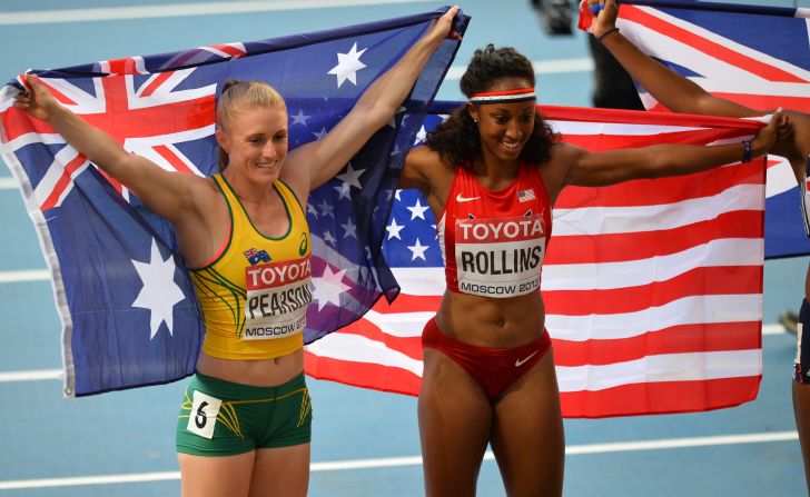 Brianna Rollins recovered from a poor start to take gold in 12.44 seconds ahead of 2011 world champion Sally Pearson.