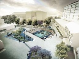 A CGI of what a water plaza might look like - (De Urbanisten)