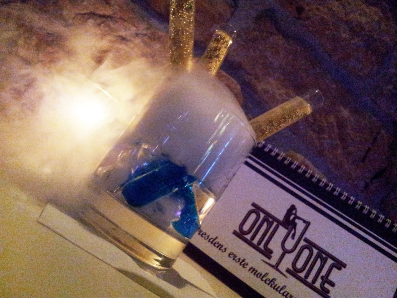 OnlyOne's experimental, triple-test-tube cocktail. Is this a bar or a science lab?