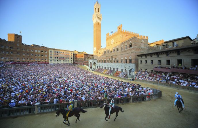 Each year, the pretty city of Siena in Tuscany is transformed into a medieval race track, with around 50,000 spectators cheering on 10 bareback riders. As the dust settles on this year's Palio di Siena, CNN takes a look at five weird and wonderful horse festivals from around the world.