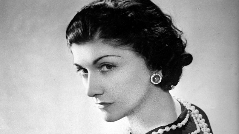 Image of Coco Chanel in the USA, 1957 (b/w photo)