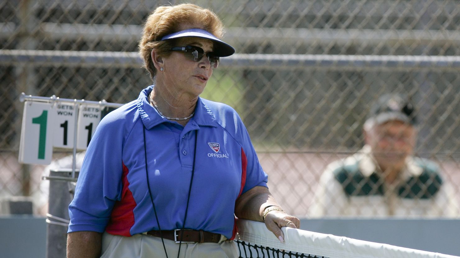 In this photo taken in 2008, tennis referee Lois Goodman is shown while officiating a CIF tennis tournament. 