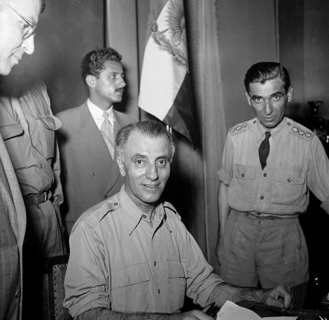 Gen. Fazlollah Zahedi is seated on August 19, 1953, in a Tehran officers club a few hours after the successful coup d'etat. Zahedi was appointed the country's new prime minister.