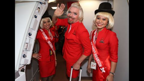 Virgin Group founder Richard Branson is a well-known flight and space enthusiast. Here he is dressed up as a female flight attendant after losing a bet  to AirAsia Group Chief Executive Officer Tony Fernandez.