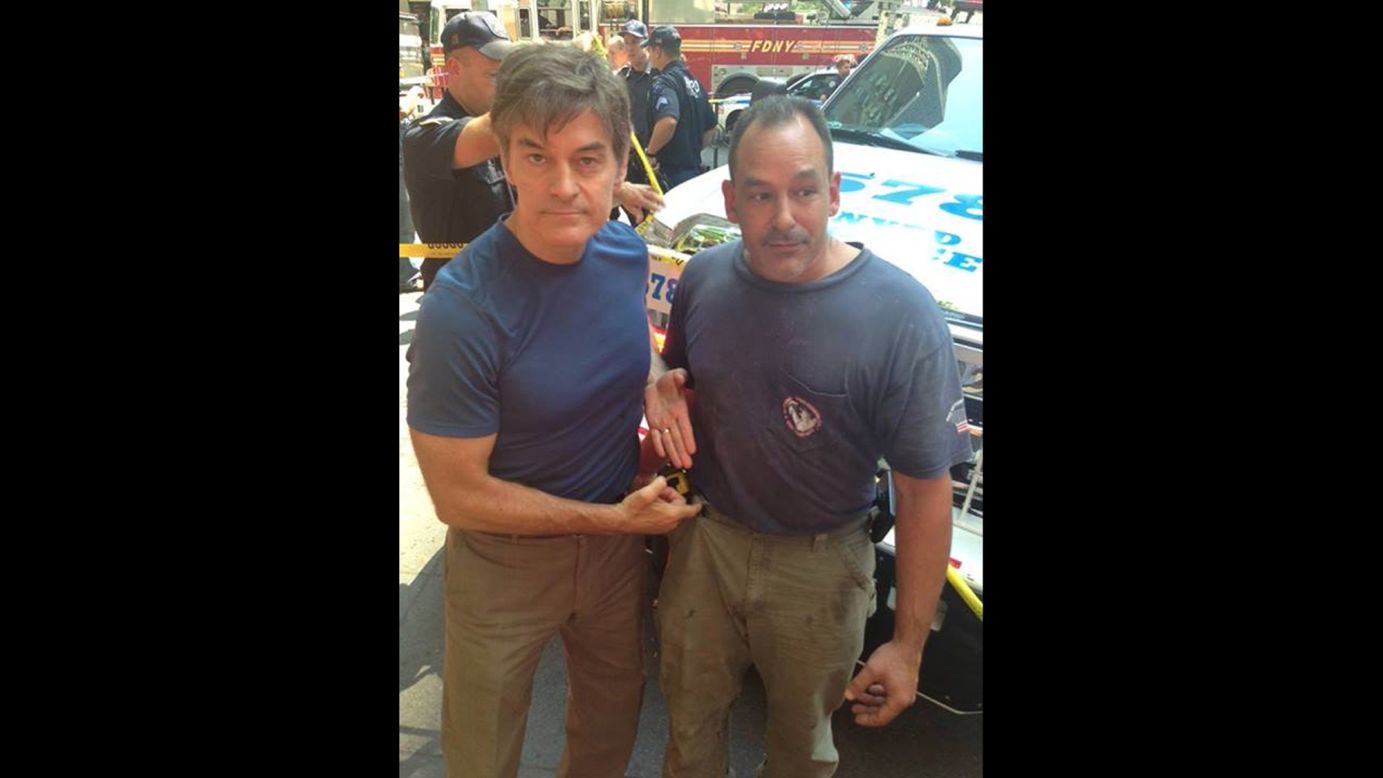 Dr. Mehmet Oz, left, is now more known as a TV personality, but he hasn't lost his medical training. <a href="http://www.cnn.com/2013/08/20/us/new-york-dr-oz-helps-accident/" target="_blank">When a taxi jumped the curb</a> in New York in August 2013 and hit a British tourist, severing her leg, Oz helped secure a tourniquet created with a belt supplied by bystander David Justino, right. 