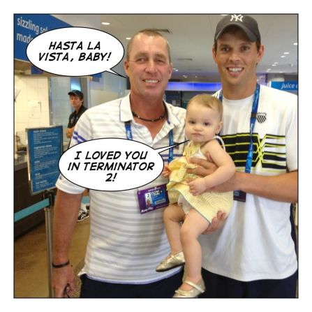 Micaela met Andy Murray's coach Ivan Lendl at January's Australian Open. "Lendl's a buddy of ours, he actually has four girls," Bob says of the Czech-born former world No. 1. "But he said, 'No absolutely not, you have to be in the picture, I'm not going to do it by myself.' And I'm like, "Is it that long since you had a baby?' "