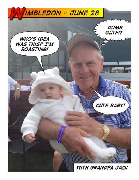 Micaela also had a close encounter with golf's "Golden Bear" Jack Nicklaus during the 2013 Wimbledon Championships, where her dad and his twin brother Mike completed a "Golden Slam" of doubles titles.