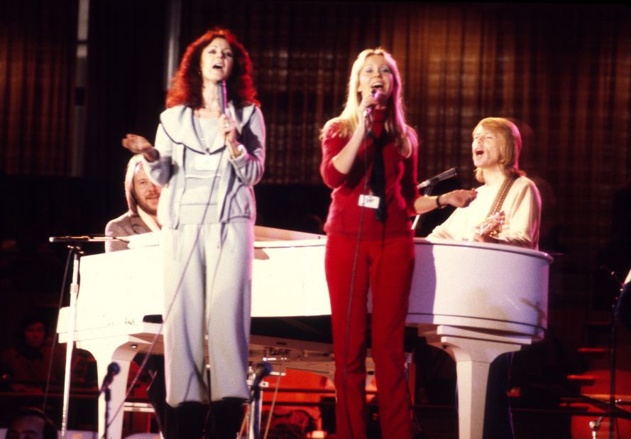 Bernstein also arranged to bring the Swedish rock group ABBA to the United States. Here the band performs at a UNICEF concert at the United Nations in 1979. 