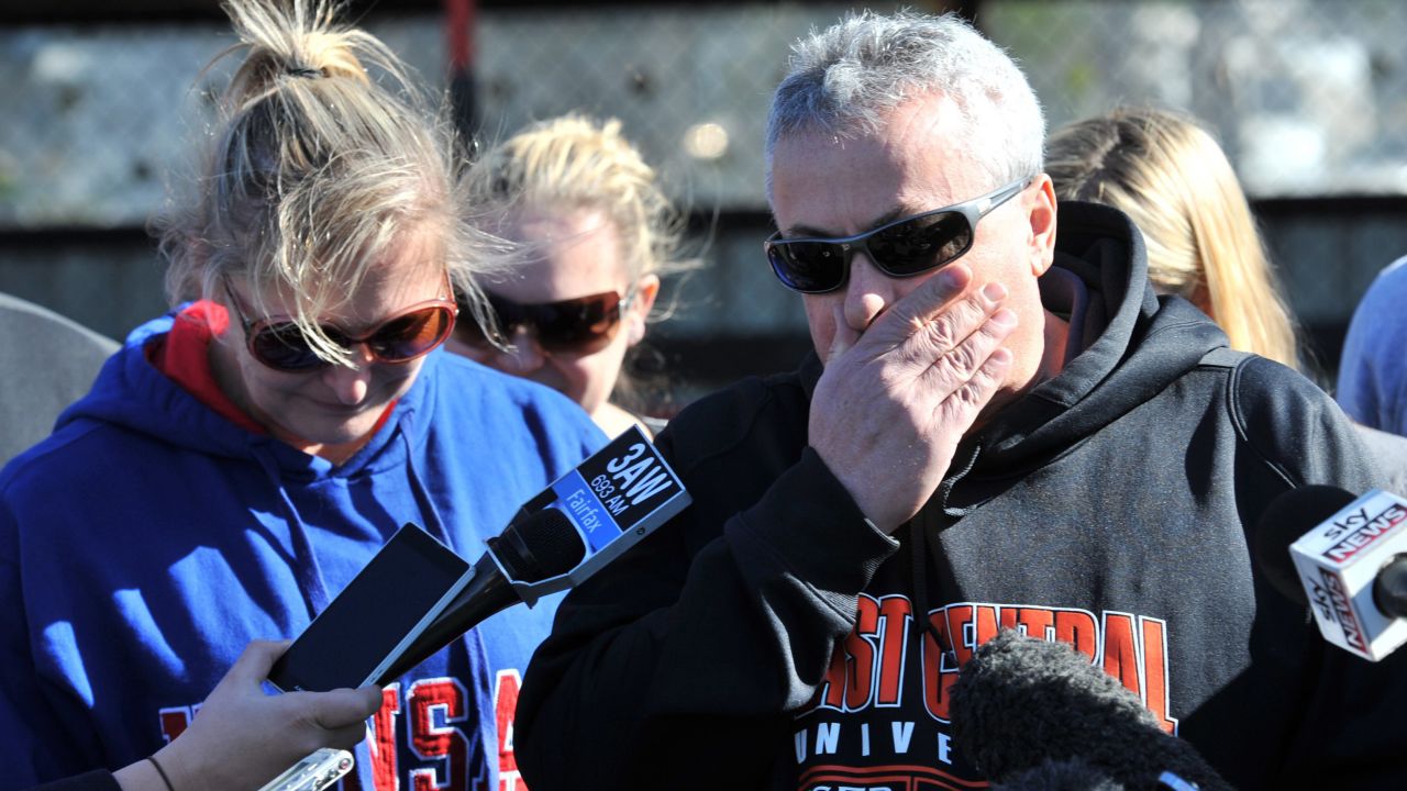 The parents of Christopher Lane, Peter and Donna, speak to the media in Melbourne on Monday, August 19.