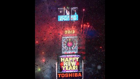 A million people cheered in Times Square in New York on December 31, 2012, as the clock moved toward midnight and the traditional crystal ball dropped.