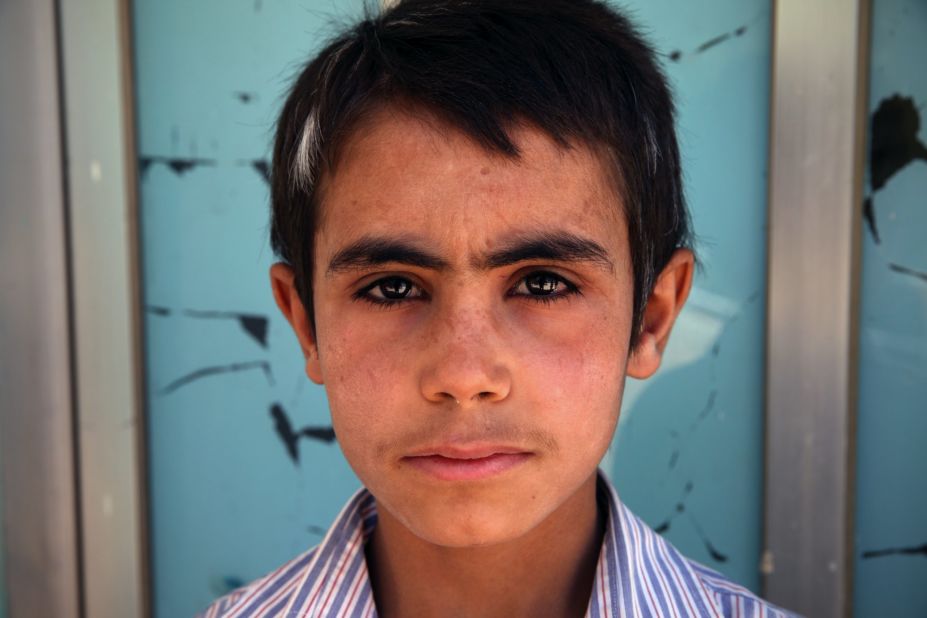Mustafa, 12, fled his home in Aleppo, Syria, under intense shelling and fighting. Mercy Corps says his hair started to turn white shortly after he arrived as a refugee in Lebanon from the stress and trauma of his ordeal.