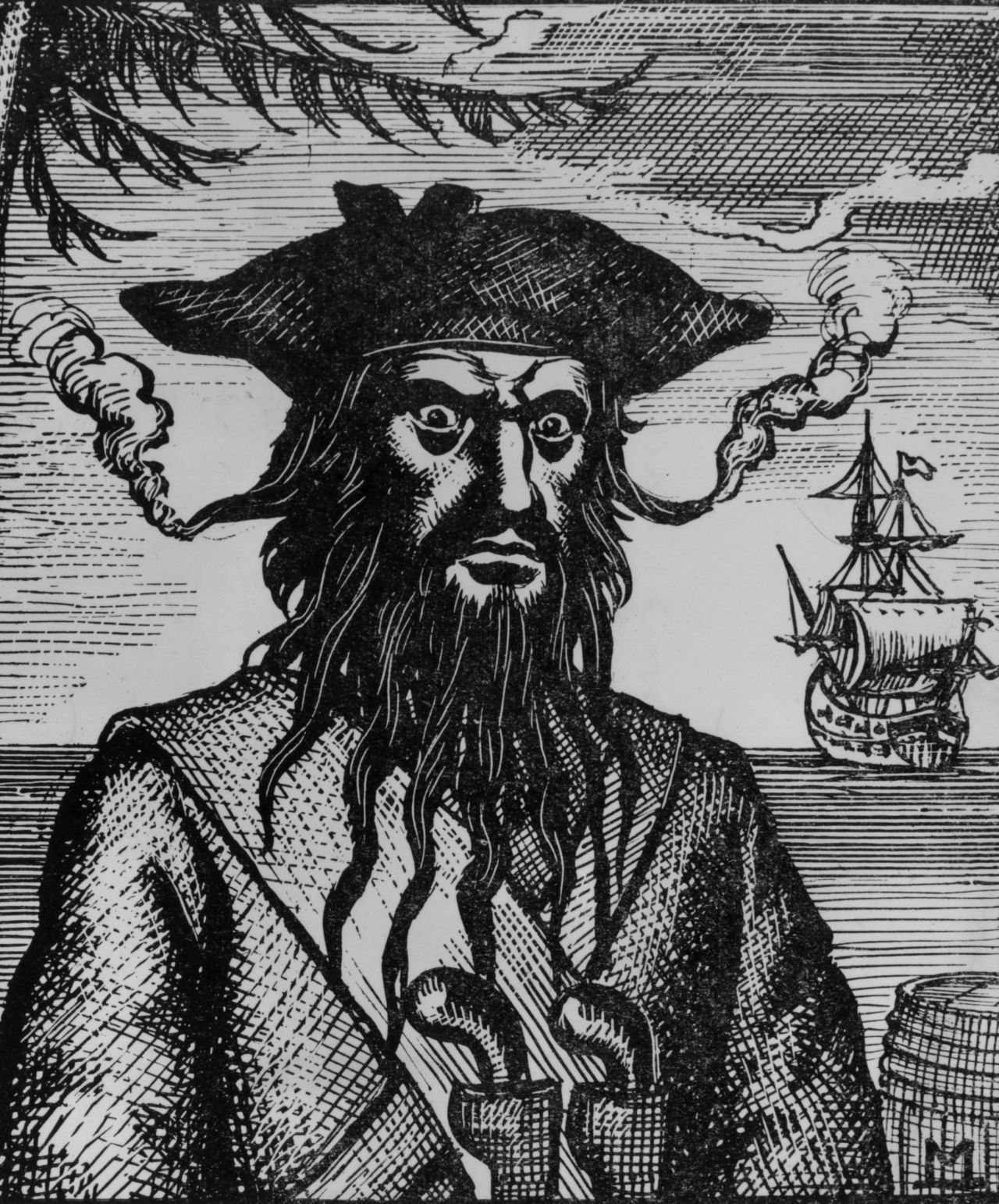 There are no actual photos of Blackbeard, but there IS this scary artist rendition. And those eyes say, "Give me just ... one ... tater tot."