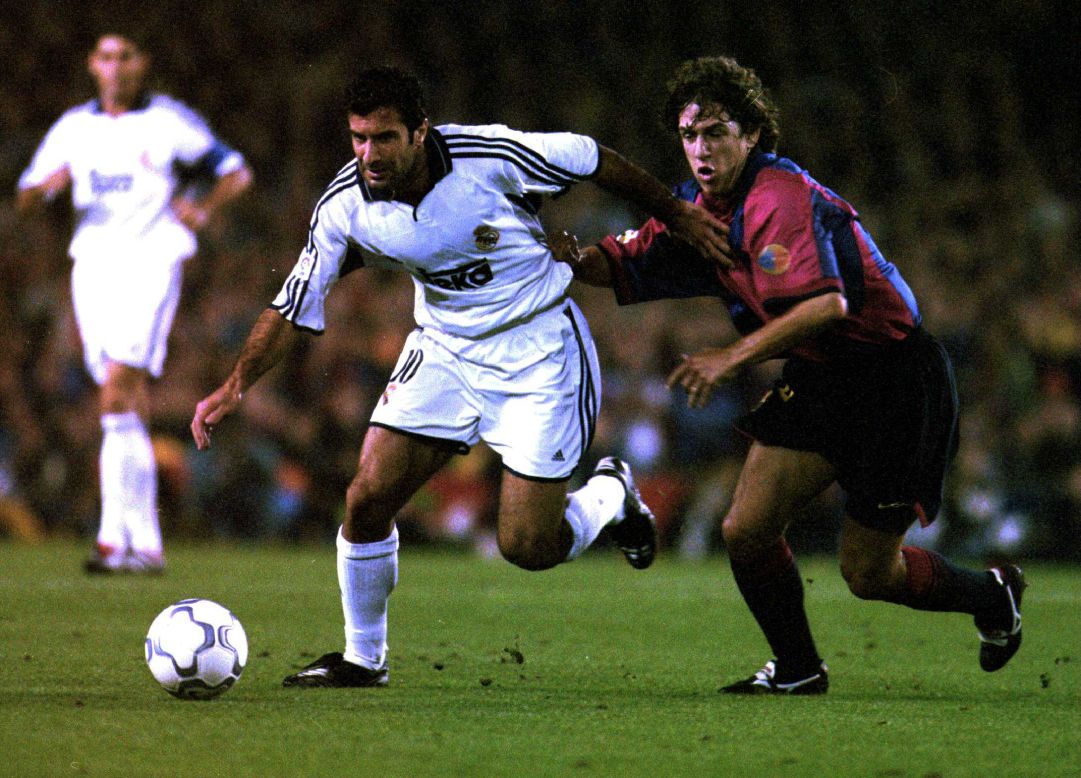 In arguably his boldest transfer move, Real Madrid president Florentino Perez broke the world transfer record to sign Luis Figo from archrivals Barcelona in 2000. The capture of Figo ushered in the era of the "Galacticos" and was symptomatic of the high spending which has characterized both of Perez's terms as Real president.