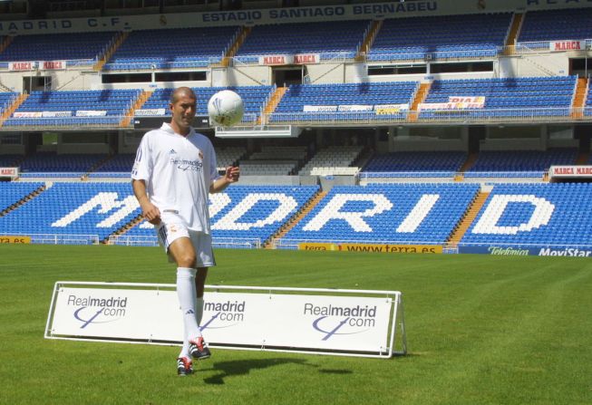 The fee Real paid for French world and European champion Zinedine Zidane in July 2001 eclipsed the one forked out for Figo  one year earlier. Following his transfer from Juventus, Zidane went on to score what is widely regarded as one of the finest goals in history as Real beat Bayer Leverkusen in the  2002 Champions League.