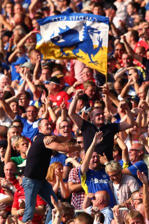 Cardiff's fans were celebrating after the team's first top-flight home game since 1962.