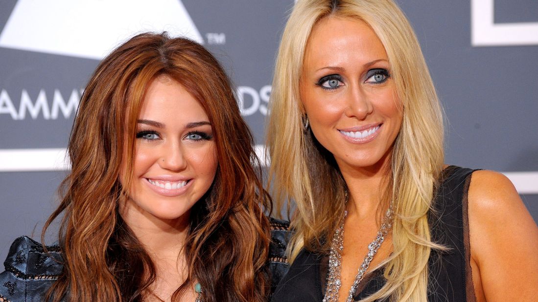 Cyrus and her mother, Tish Cyrus, at the 52nd Annual Grammy Awards in January 2010 in Los Angeles.