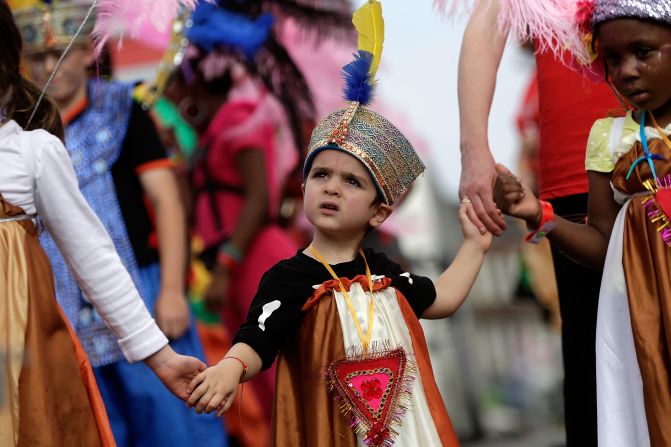 Youngsters in costume join in the festivities in London on August 25 during what's known as bank holiday weekend.