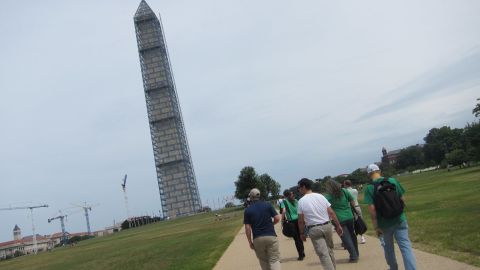 In Ingress, real-life landmarks, like the Washington Monument, serve as in-game "portals" players must capture.