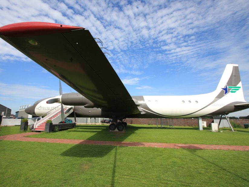 The Hotel Suite in the Netherlands consists of a completely intact 1960 Ilyushin Il-18 converted into a hotel suite for two. 