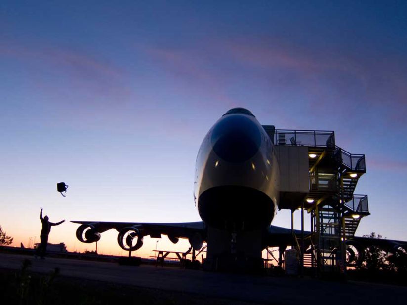 He throws his suitcase in a gesture of celebration -- he's going to be bunking in a jet tonight. That jet is Jumbo Stay at Stockholm's Arlanda Airport, the only jumbo jet hotel in the world. It also happens to be an affordable hostel, fitted with 76 beds.