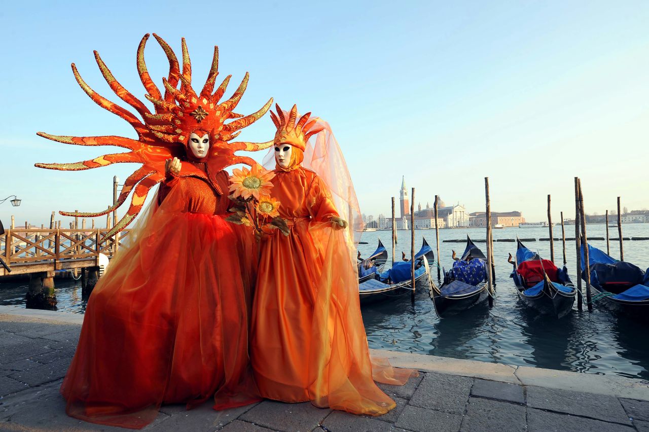 The Venice Carnival is famous for the elaborate masks worn by the city's revelers. The festival, which supposedly has its origins in the 12th century, attracts nearly 3 million visitors each year. 