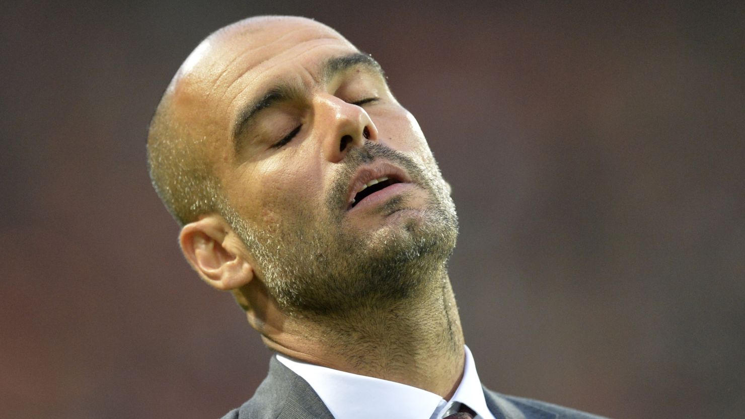 Bayern Munich coach Pep Guardiola shows his frustration as his side were held 1-1 at SC Frieburg. 