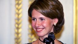 First lady of Syria Asma al-Assad attends an official dinner at Elysee Palace in Paris, on Jun 25, 2001. She grew up in London and has been married to Syrian President Bashar al-Assad for 13 years. She worked for JP Morgan as an investment banker before marrying Bashar in 2000, six months after he became president.
