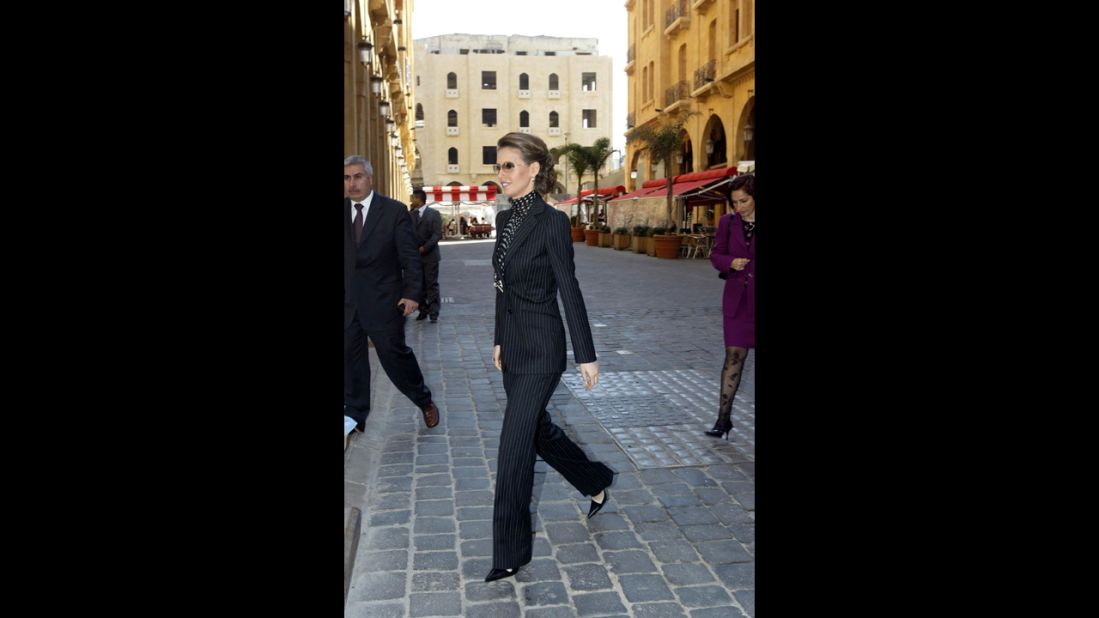 The first lady walks in downtown Beirut, Lebanon, on March 8, 2004.