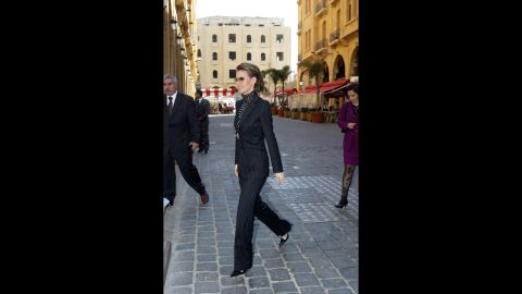 The first lady walks in downtown Beirut, Lebanon, on March 8, 2004.