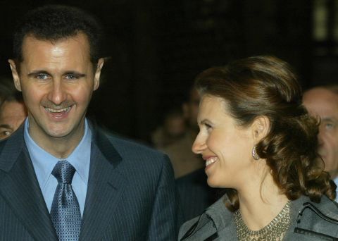 Asma al-Assad and husband tour the Old City in Damascus with Turkish Prime Minister Recep Tayyip Erdogan and his wife Amina on December 22, 2004. 