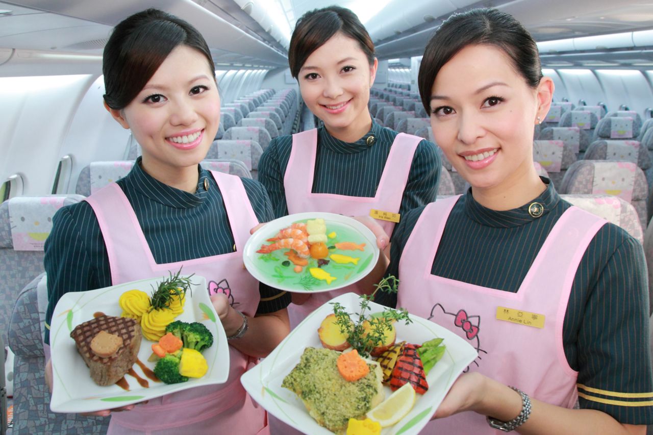 As seen in Asia: Hello Kitty meals to go with the Hello Kitty interiors.