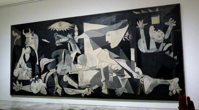Guernica is Spain's most iconic painting, created by Pablo Picasso and housed at the Centro de Arte Reina Sofia. It's his depiction of the 1937 bombing of the Basque town by Hitler's Legion Condor.