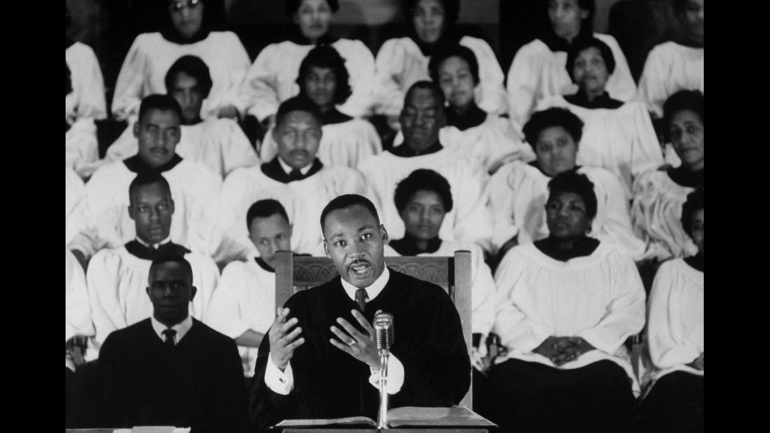 King delivers a sermon at Ebenezer Baptist Church in Atlanta in September 1960.