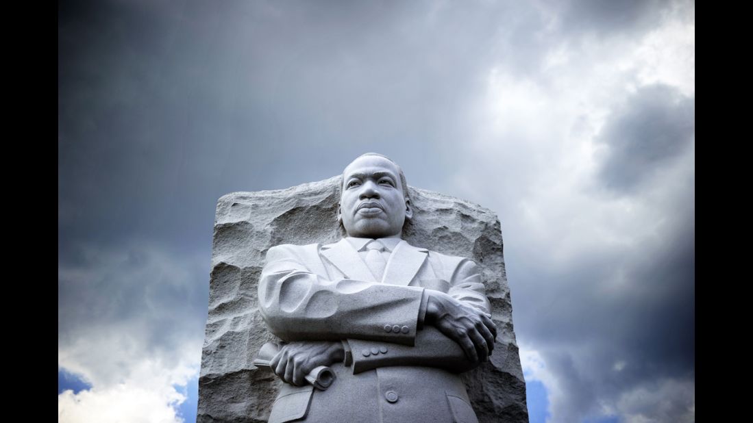 The statue of King is pictured at a memorial in August 2013 in Washington, as thousands of people gathered to commemorate the 50th anniversary of the March on Washington for Jobs and Freedom, where King gave his "I Have a Dream" speech.
