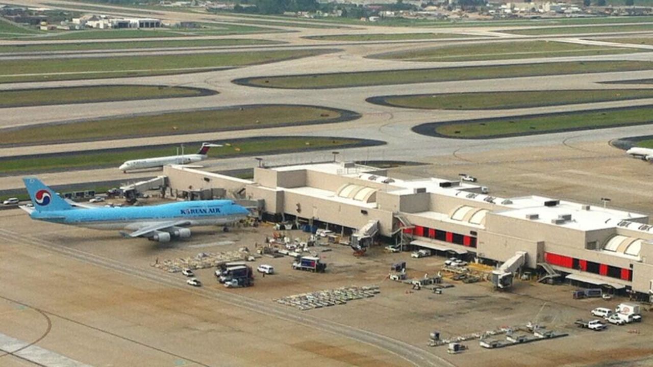 A Korean Air plane arrives Wednesday at Hartsfield-Jackson Atlanta International Airport.
