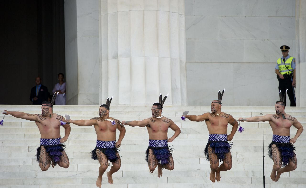 Traditional Maori dancers from New Zealand's Destiny Church perform during the commemoration.